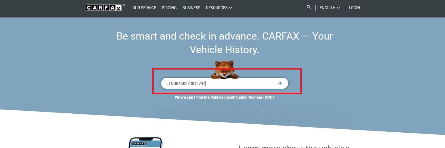 CARFAX step 1